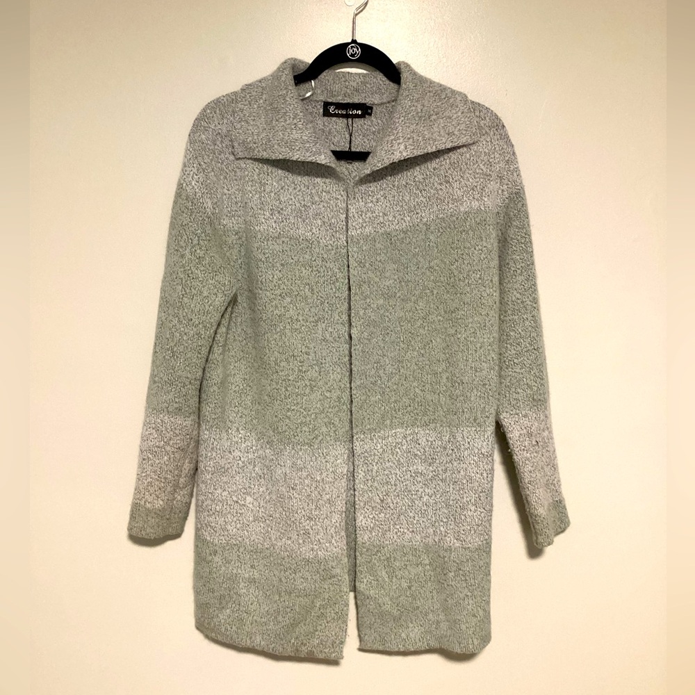 Creation Cardigan Sweater Wool Blend Size M Long Knitted Striped Fall Winter